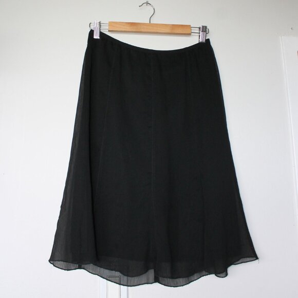 SOLD / 90s Rare Vintage Iz Byer California Whimsy Black Midi Skirt Small - Picture 1 of 8